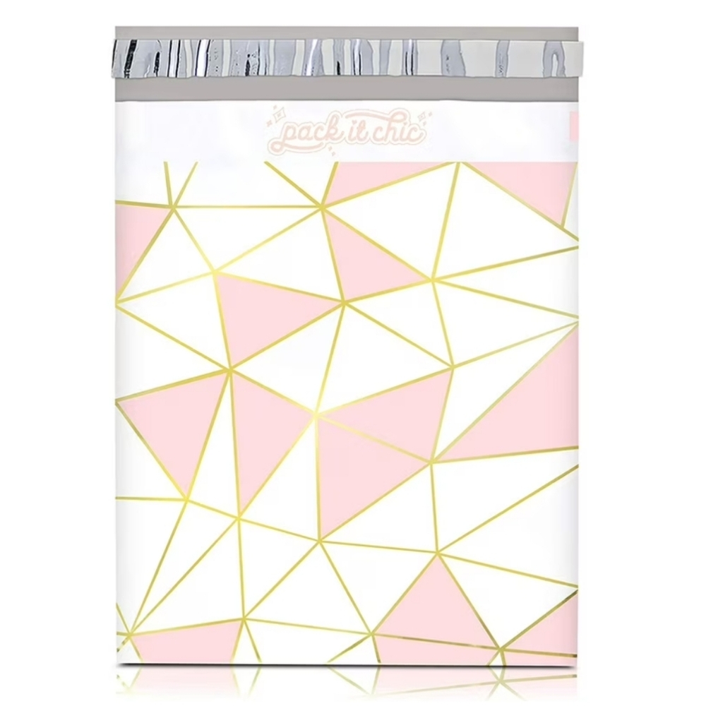 20 Pack 10x13 Pink and Gold Geometric Poly Mailers - Picture 4 of 4